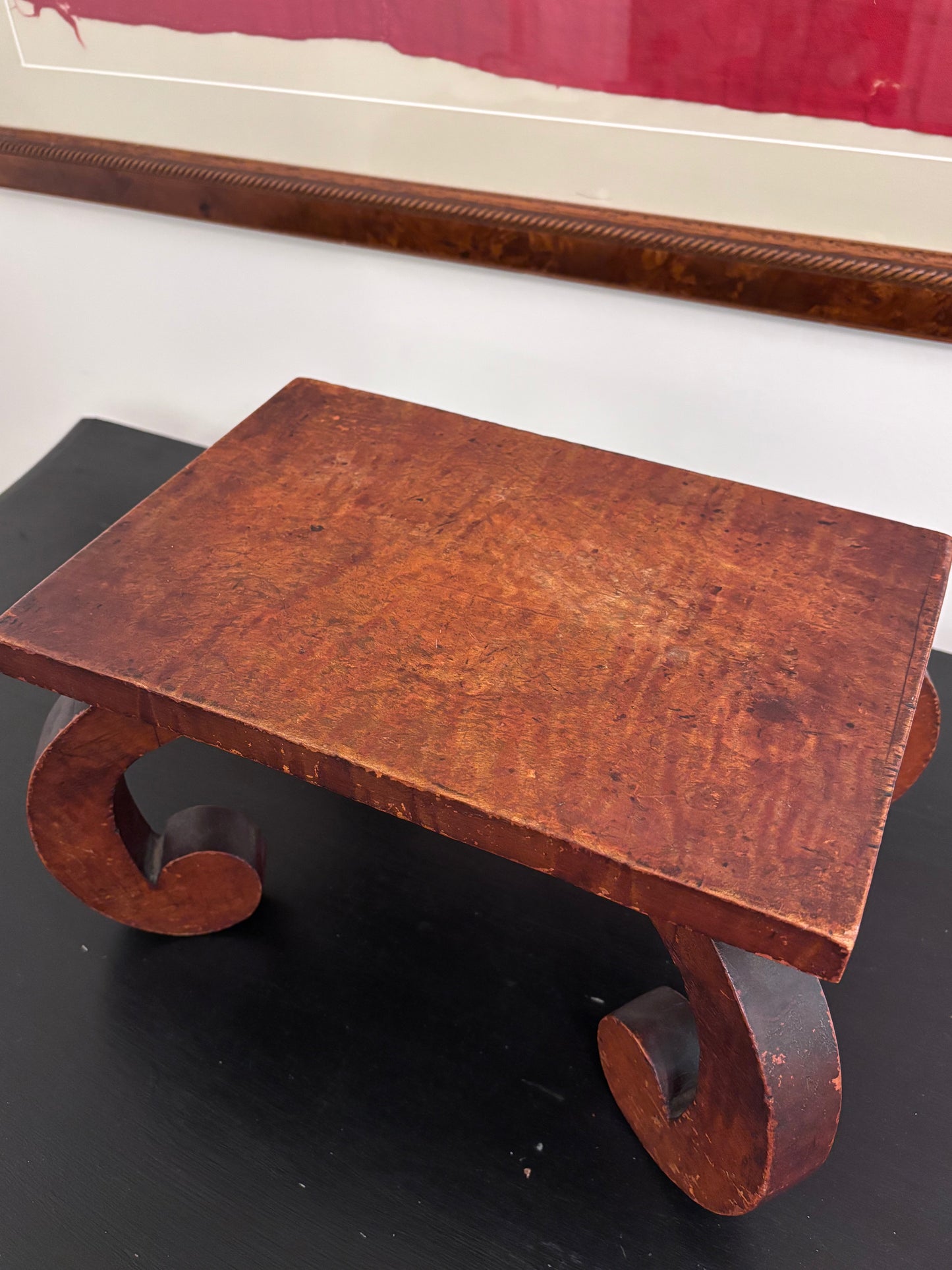 Vintage Wooden Stool/Riser with Scroll Legs