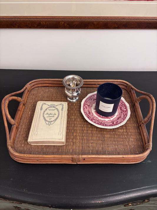 Vintage Bamboo & Rattan Serving Tray