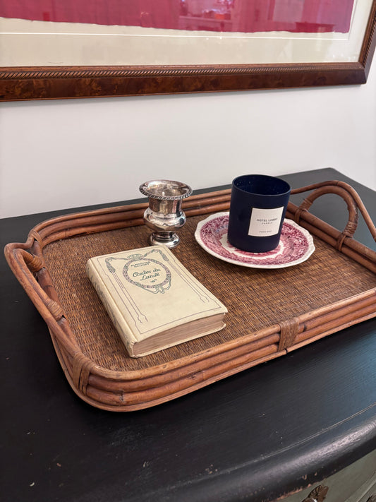 Vintage Bamboo & Rattan Serving Tray