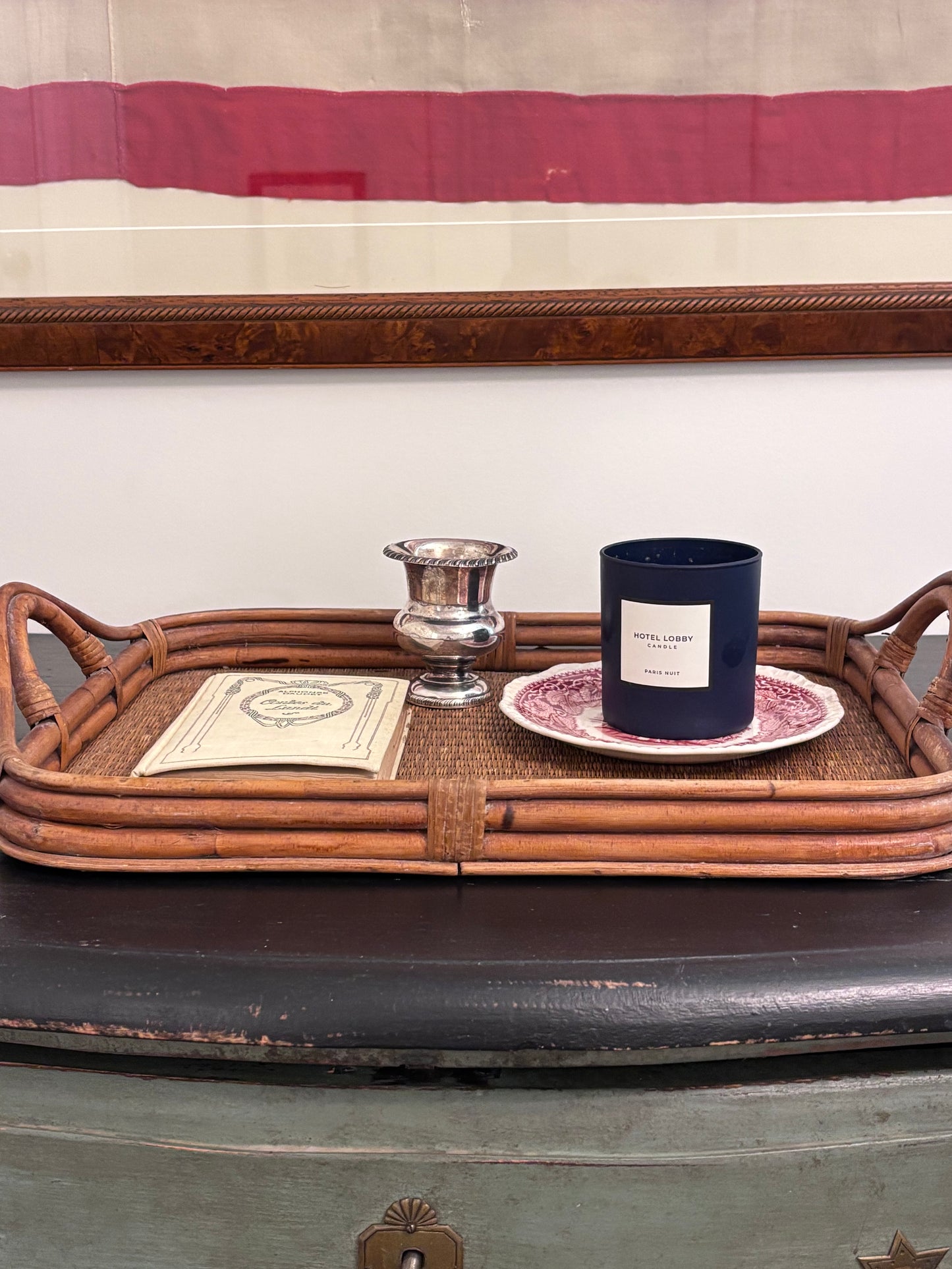 Vintage Bamboo & Rattan Serving Tray