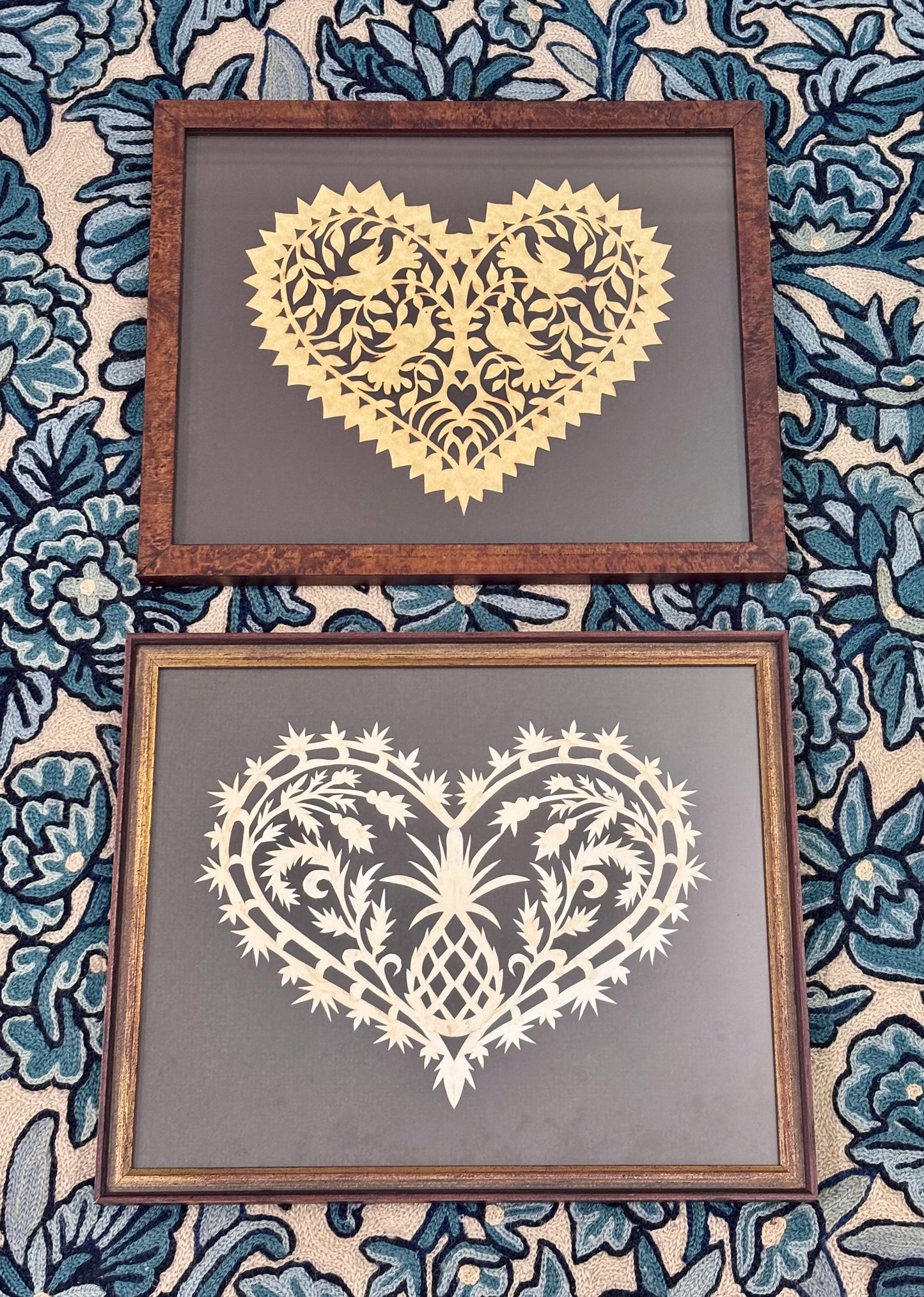 Pair of Vintage Framed Scherenschnitte
