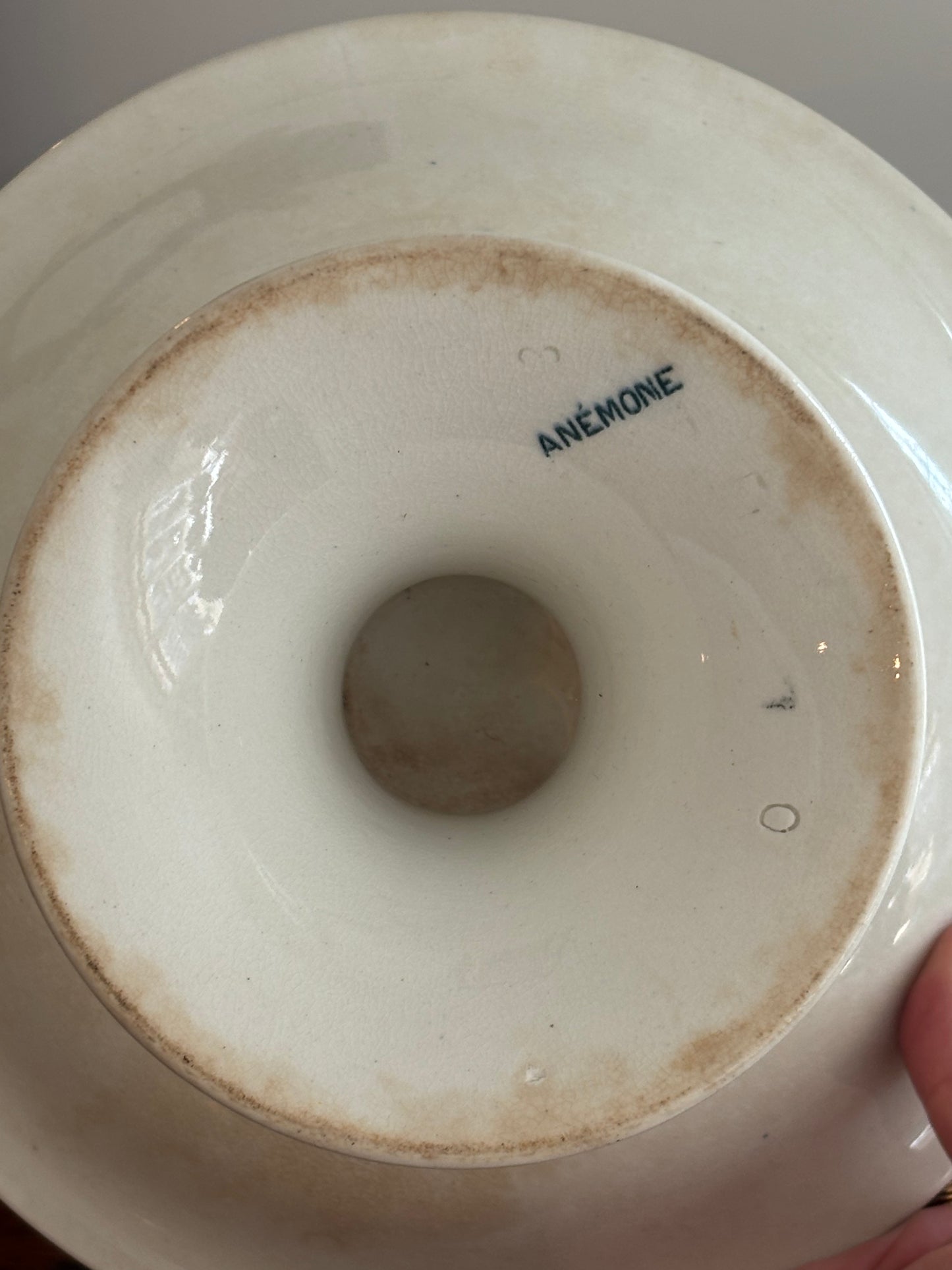 Antique French Ironstone Transferware Compotier