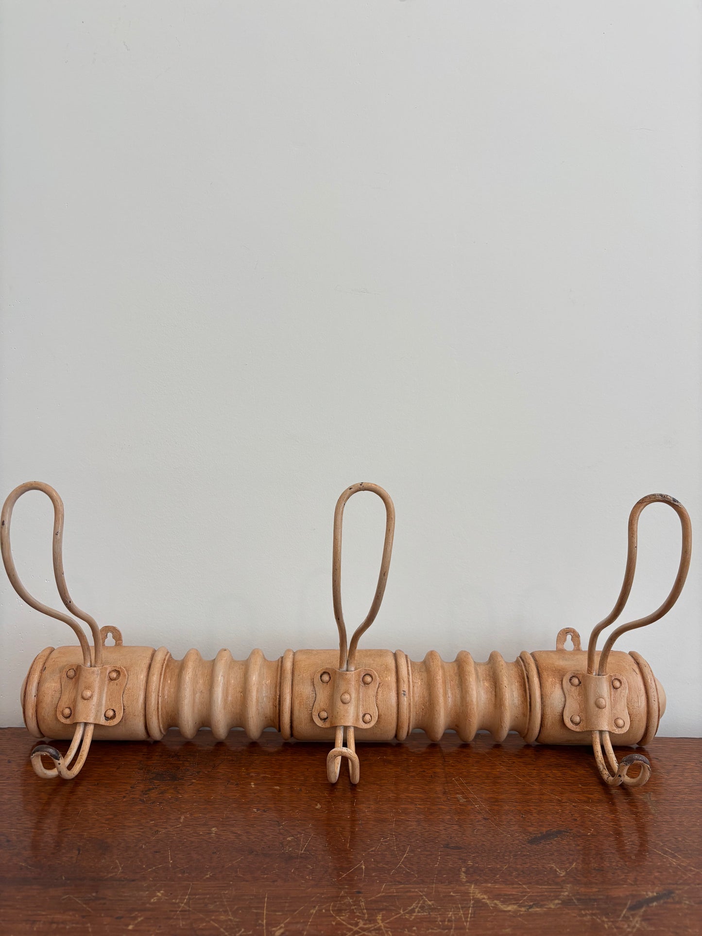 Antique French Turned Wood Coat/Hat Rack