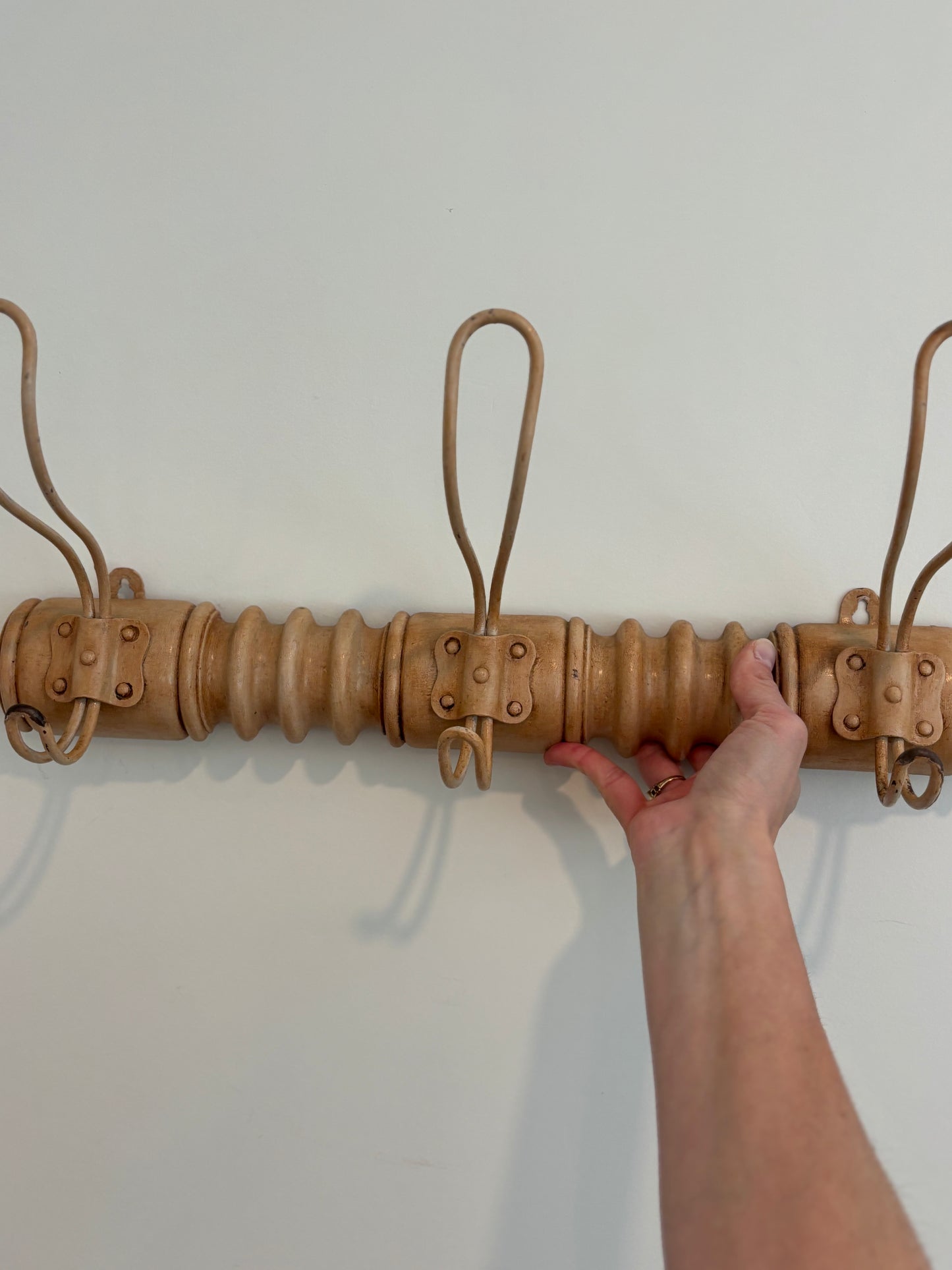 Antique French Turned Wood Coat/Hat Rack