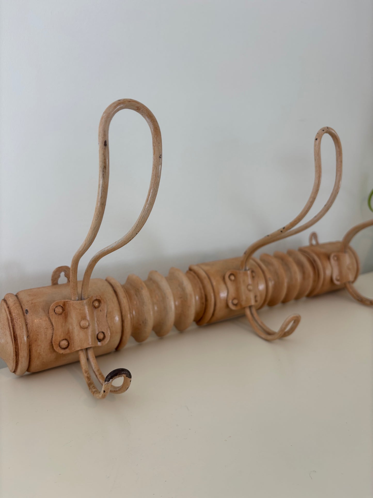 Antique French Turned Wood Coat/Hat Rack