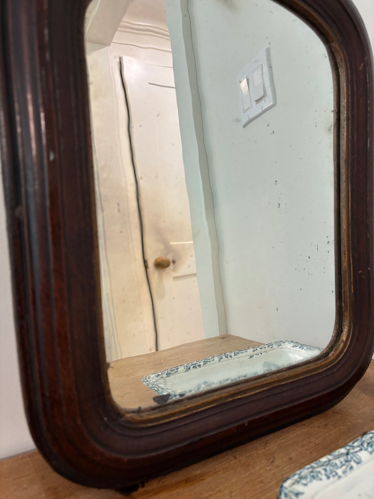 Antique Arched Wooden Wall Mirror