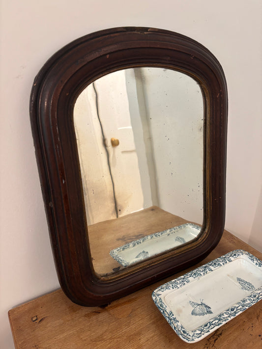 Antique Arched Wooden Wall Mirror