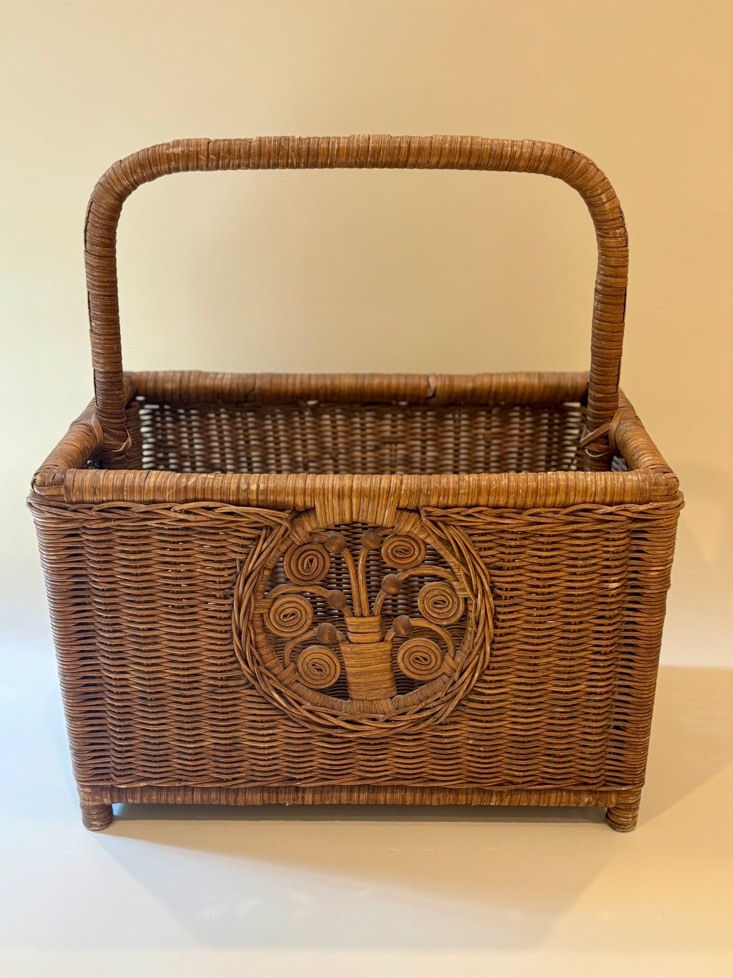 Vintage Wicker Basket Magazine Holder