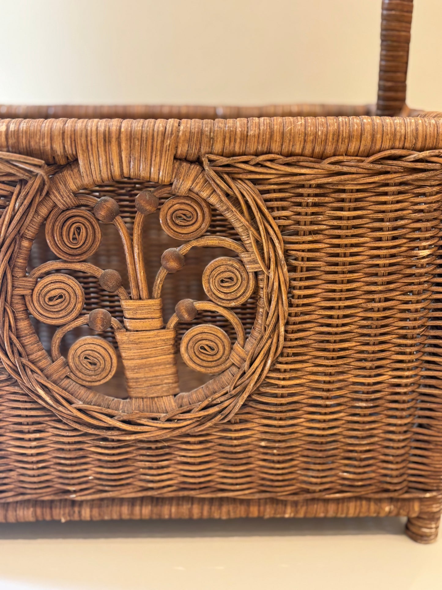 Vintage Wicker Basket Magazine Holder