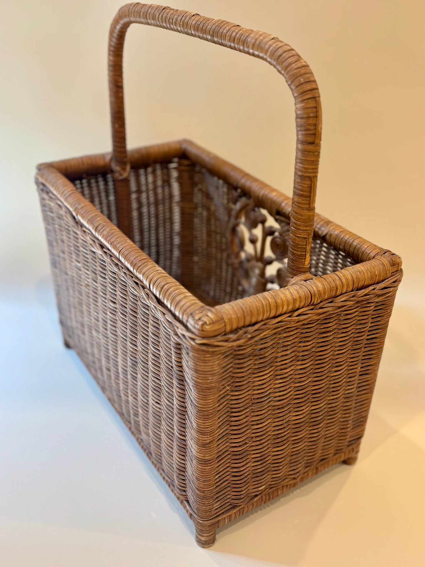 Vintage Wicker Basket Magazine Holder