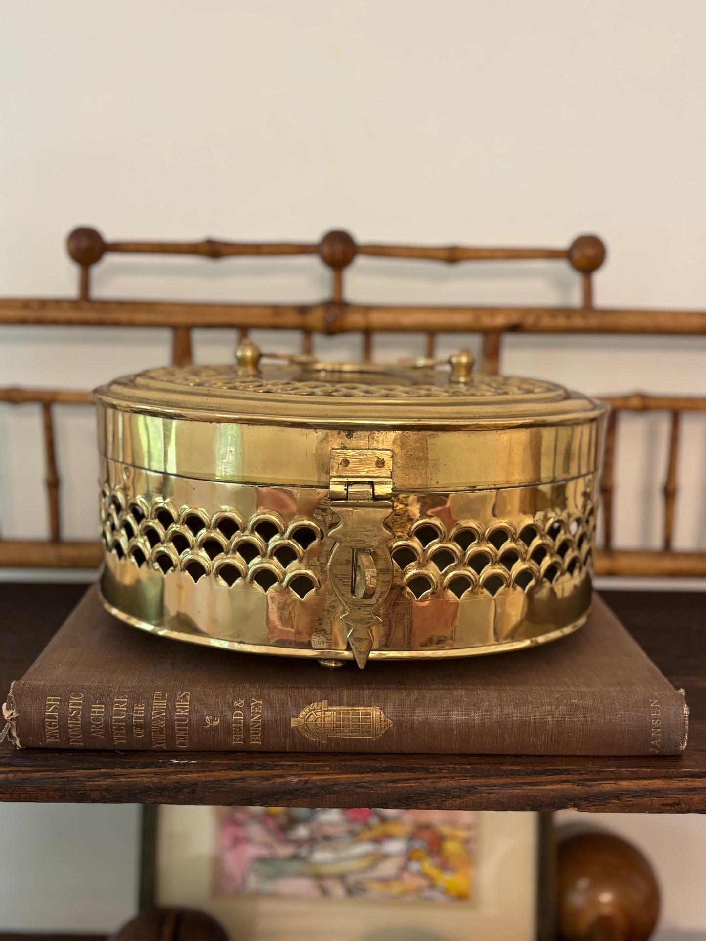 Vintage Large Brass Cricket Box