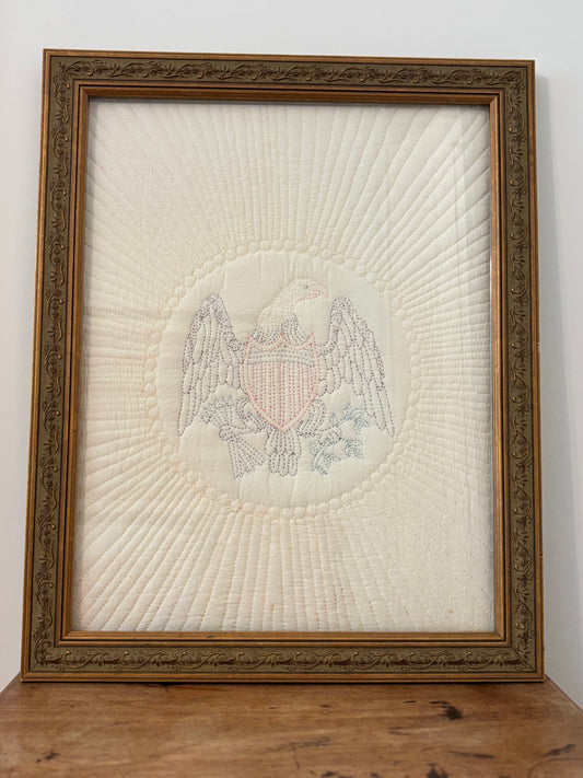 Vintage Framed Eagle Quilt Remnant