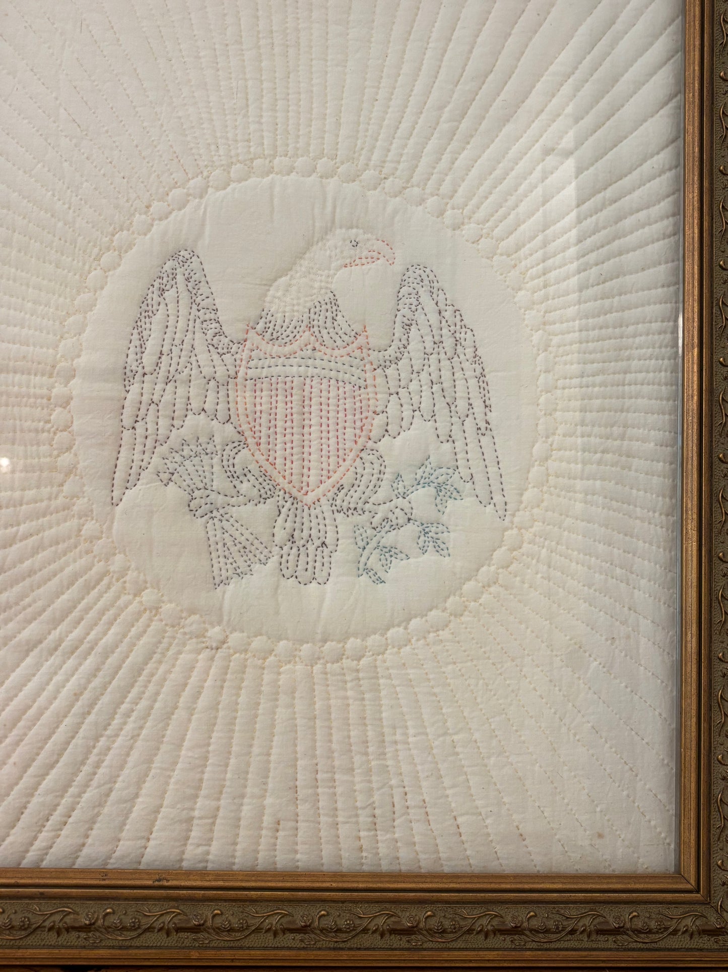 Vintage Framed Eagle Quilt Remnant
