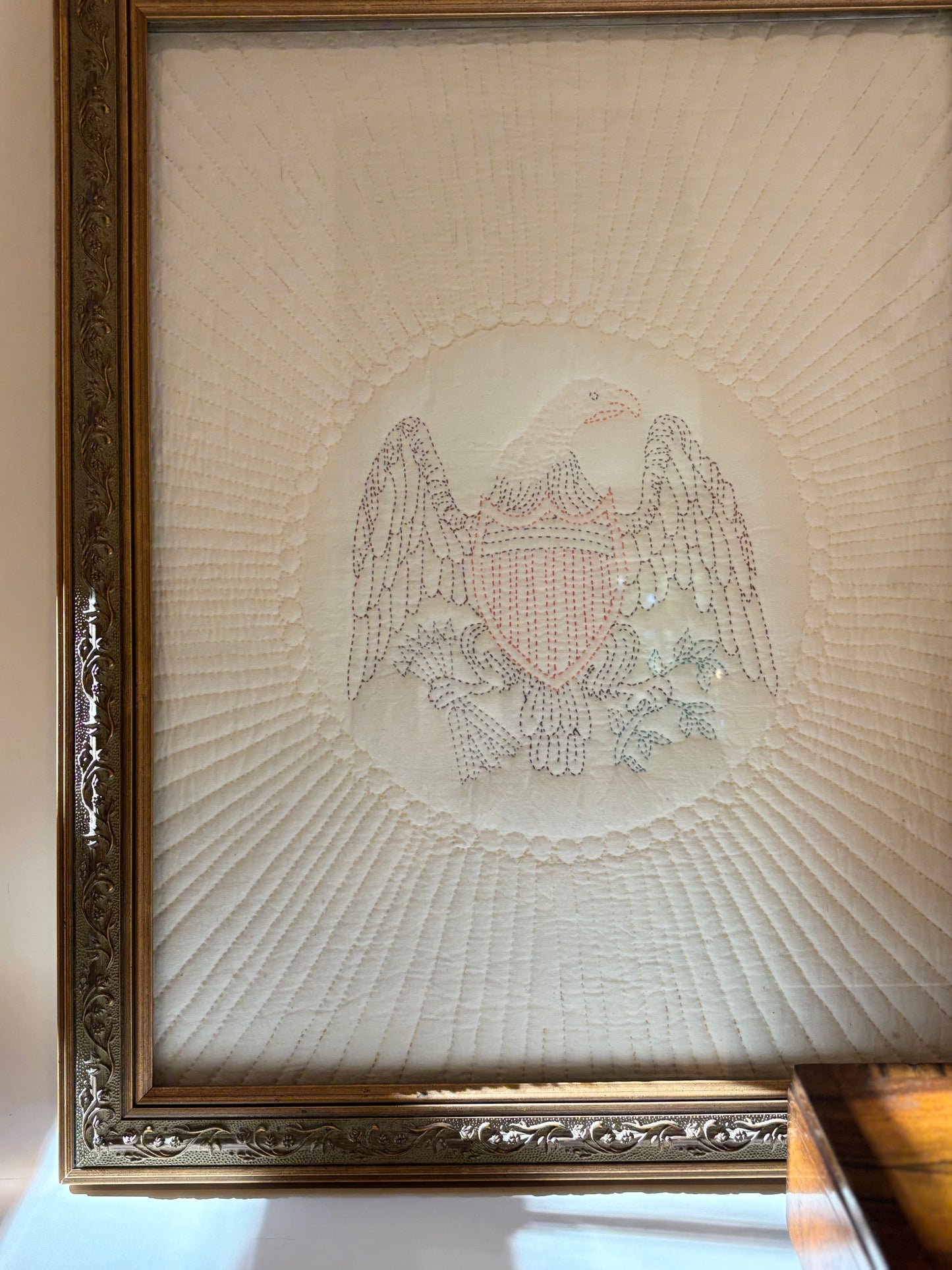 Vintage Framed Eagle Quilt Remnant