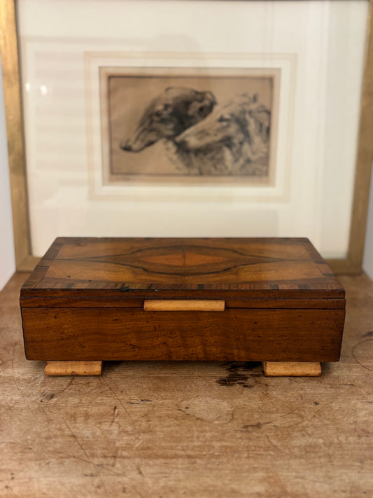 Vintage Deco Walnut Wood Box