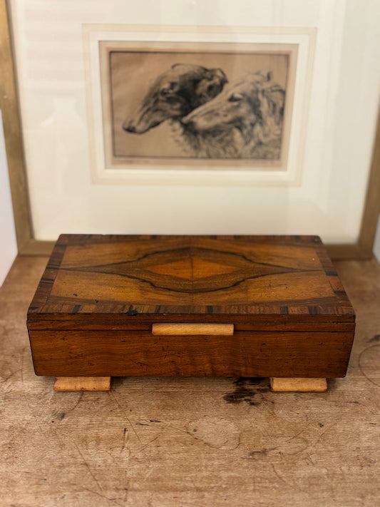 Vintage Deco Walnut Wood Box