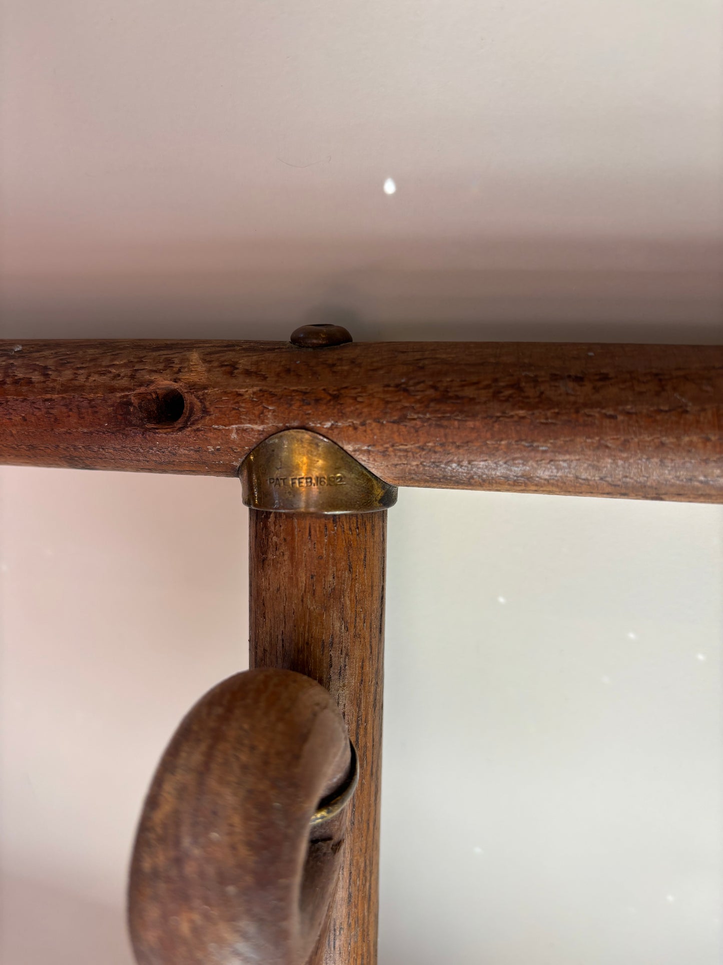 Antique Oak and Brass Hat/Coat Rack