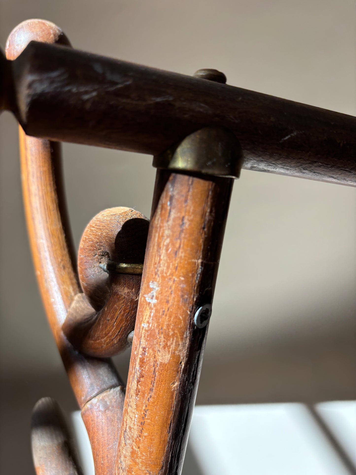 Antique Oak and Brass Hat/Coat Rack