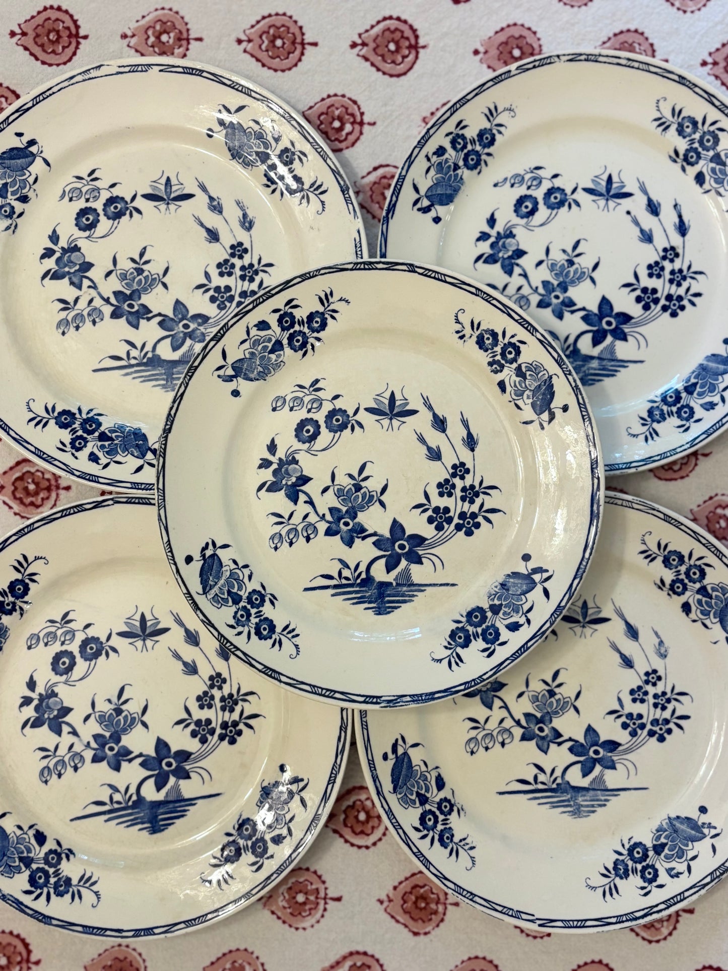 Set of 5 Vintage Belgian Dessert Plates