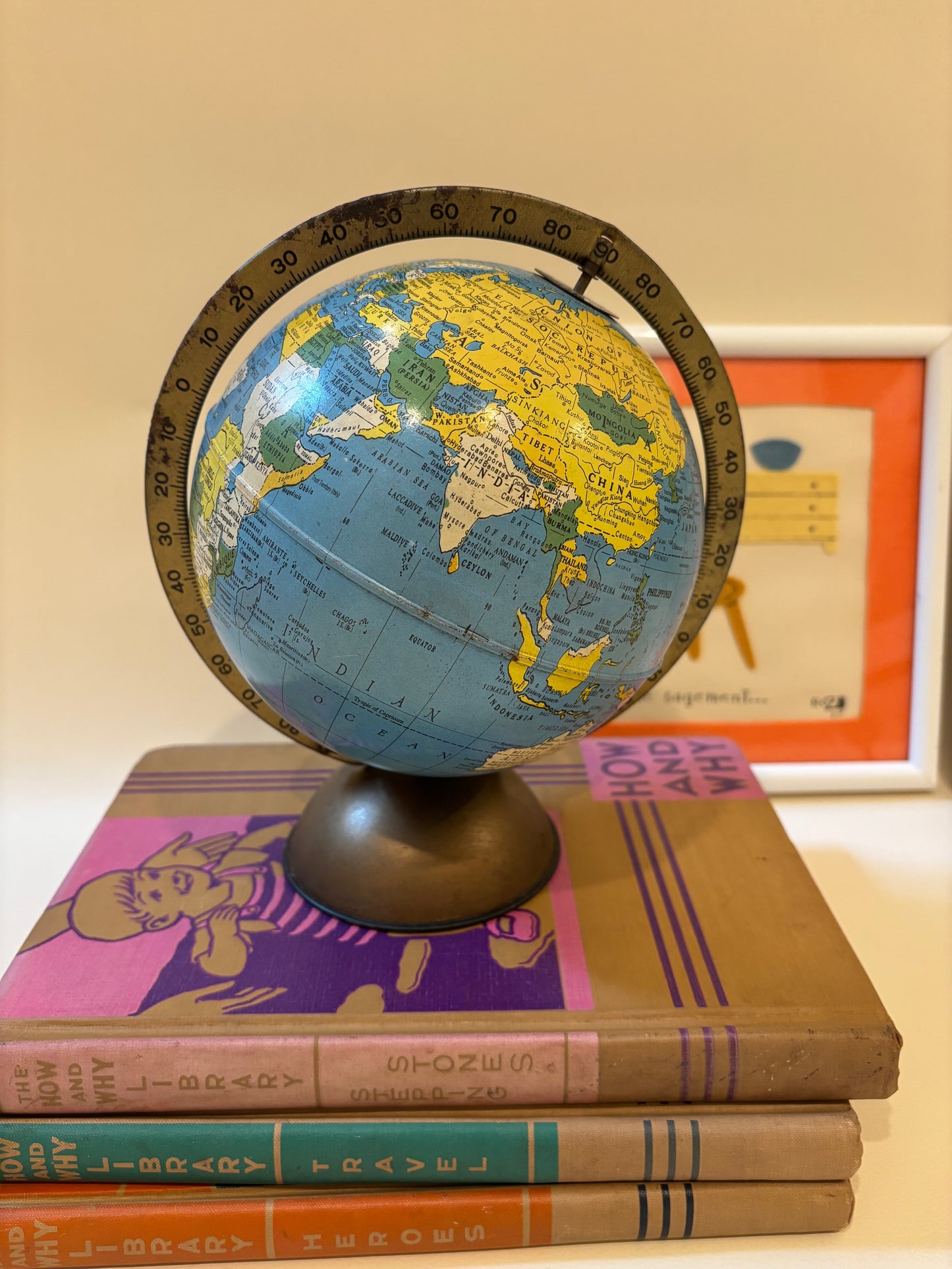 Vintage Small Metal Globe