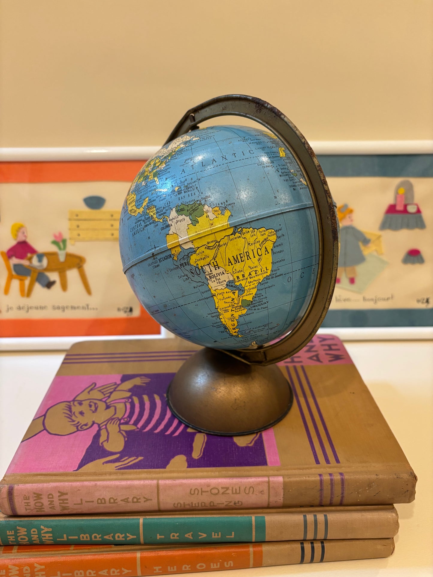 Vintage Small Metal Globe