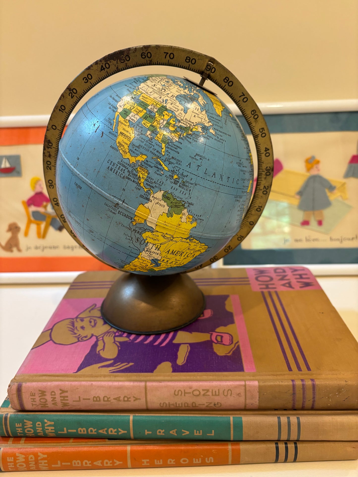 Vintage Small Metal Globe