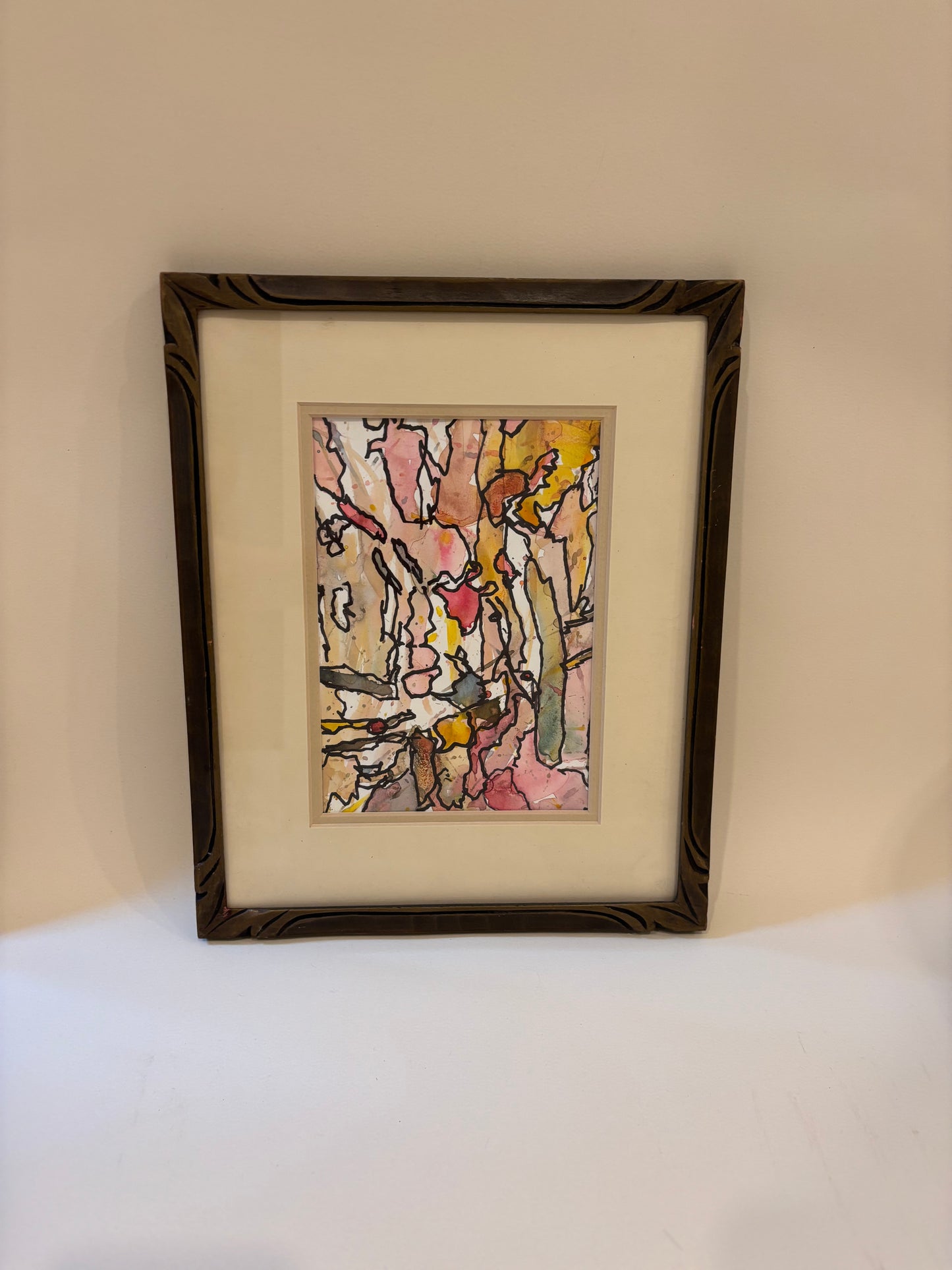 Vintage Framed Mixed Media Abstract Art