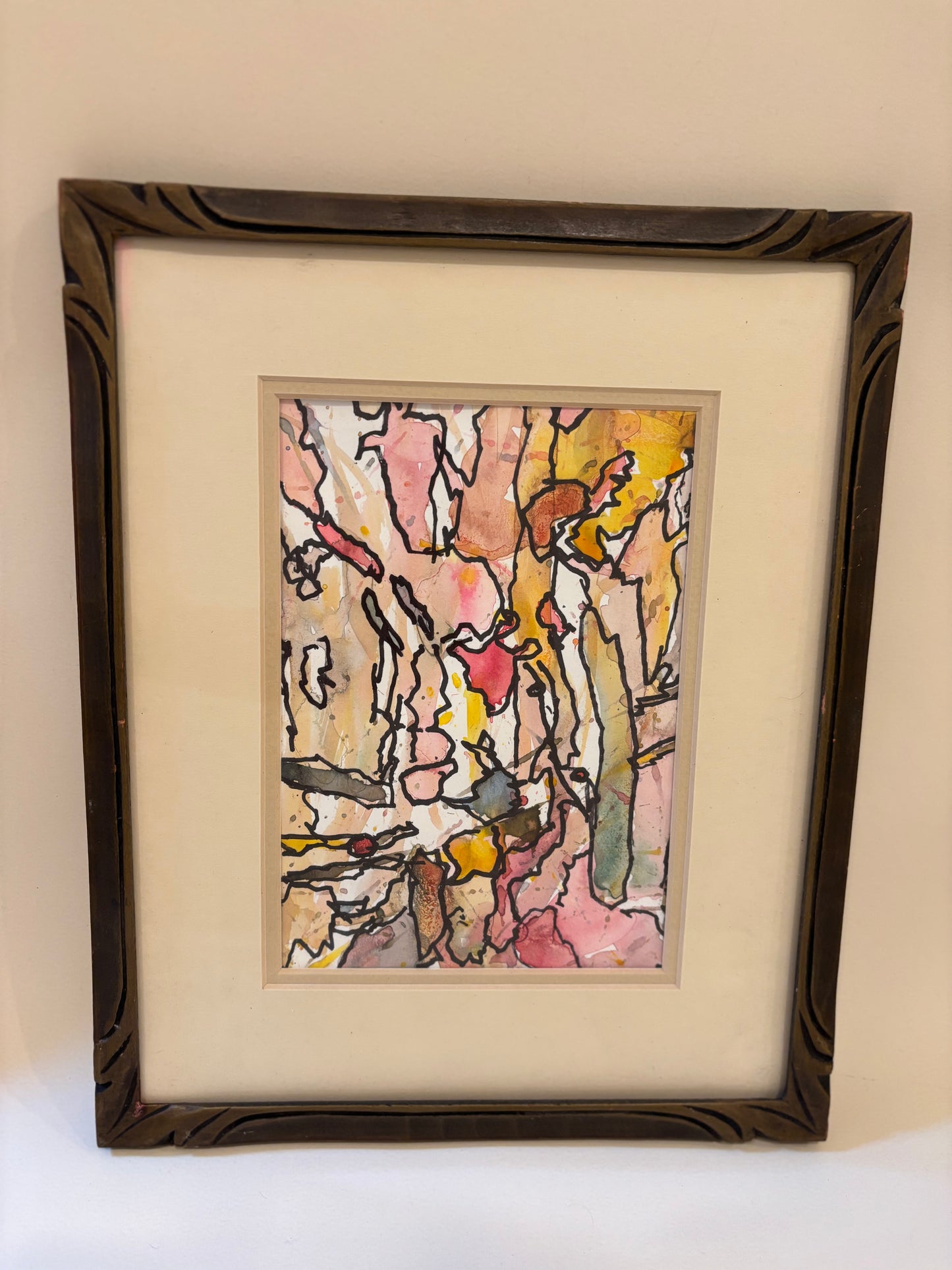 Vintage Framed Mixed Media Abstract Art