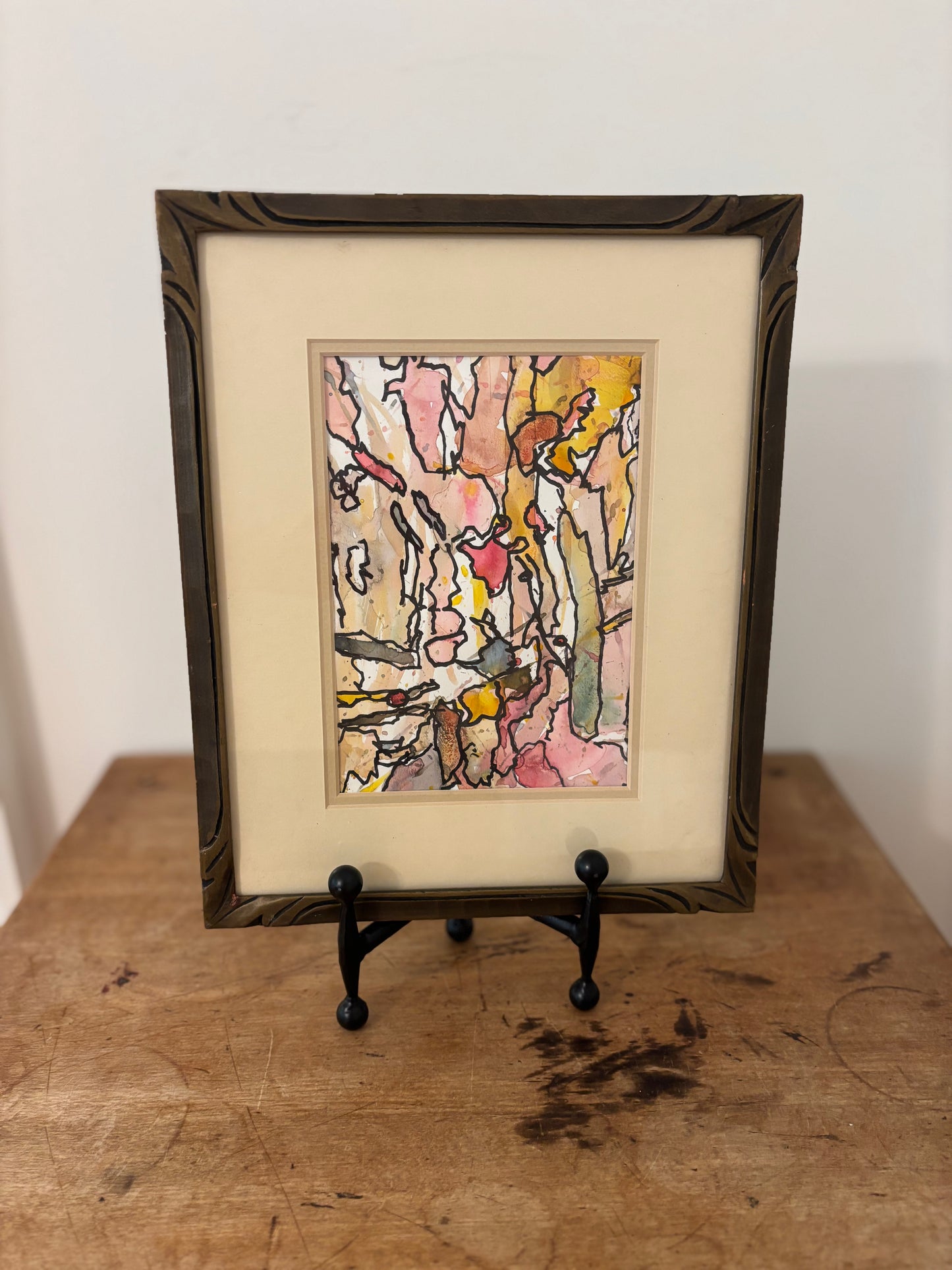 Vintage Framed Mixed Media Abstract Art