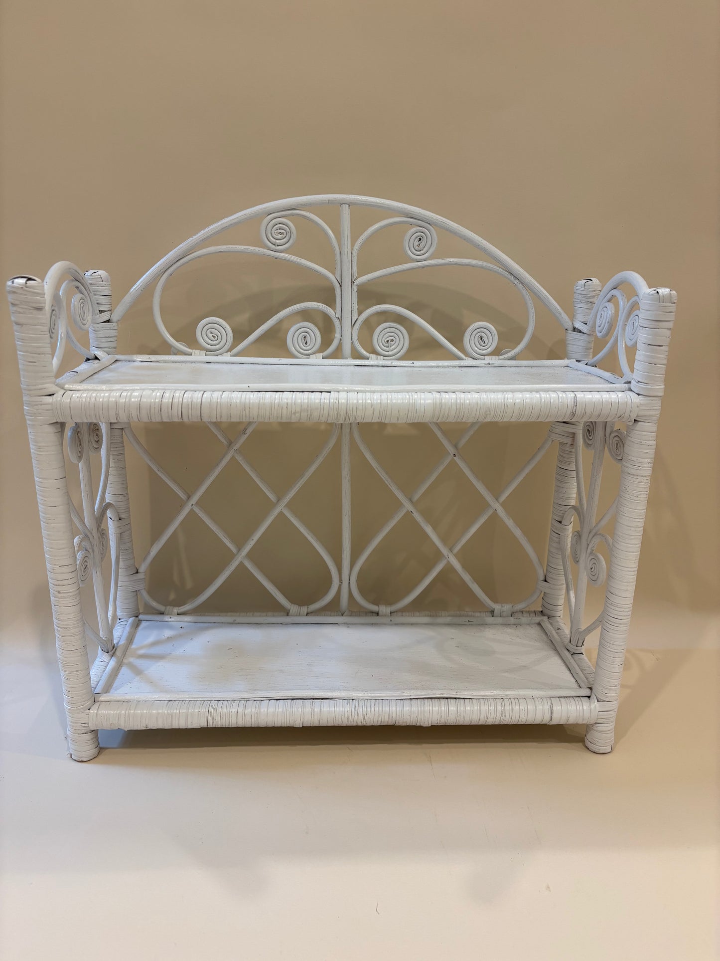 Vintage White Wicker Wall Shelves