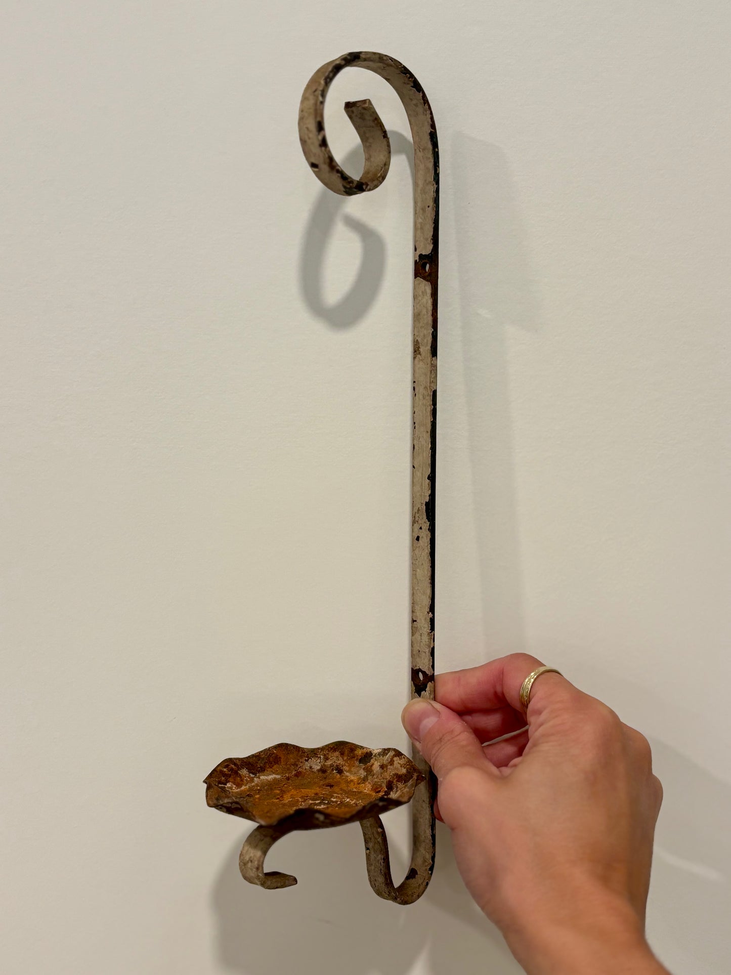 Vintage Chippy Metal Wall Candleholder