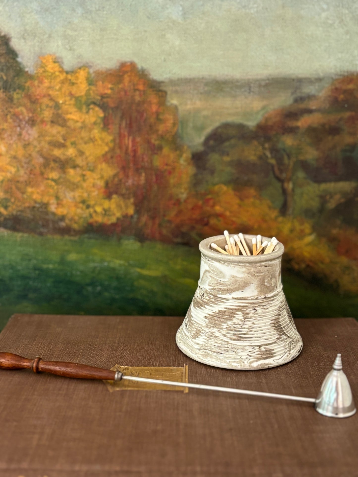 Antique Silver and Wood Candle Snuffer