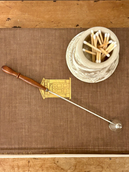 Antique Silver and Wood Candle Snuffer