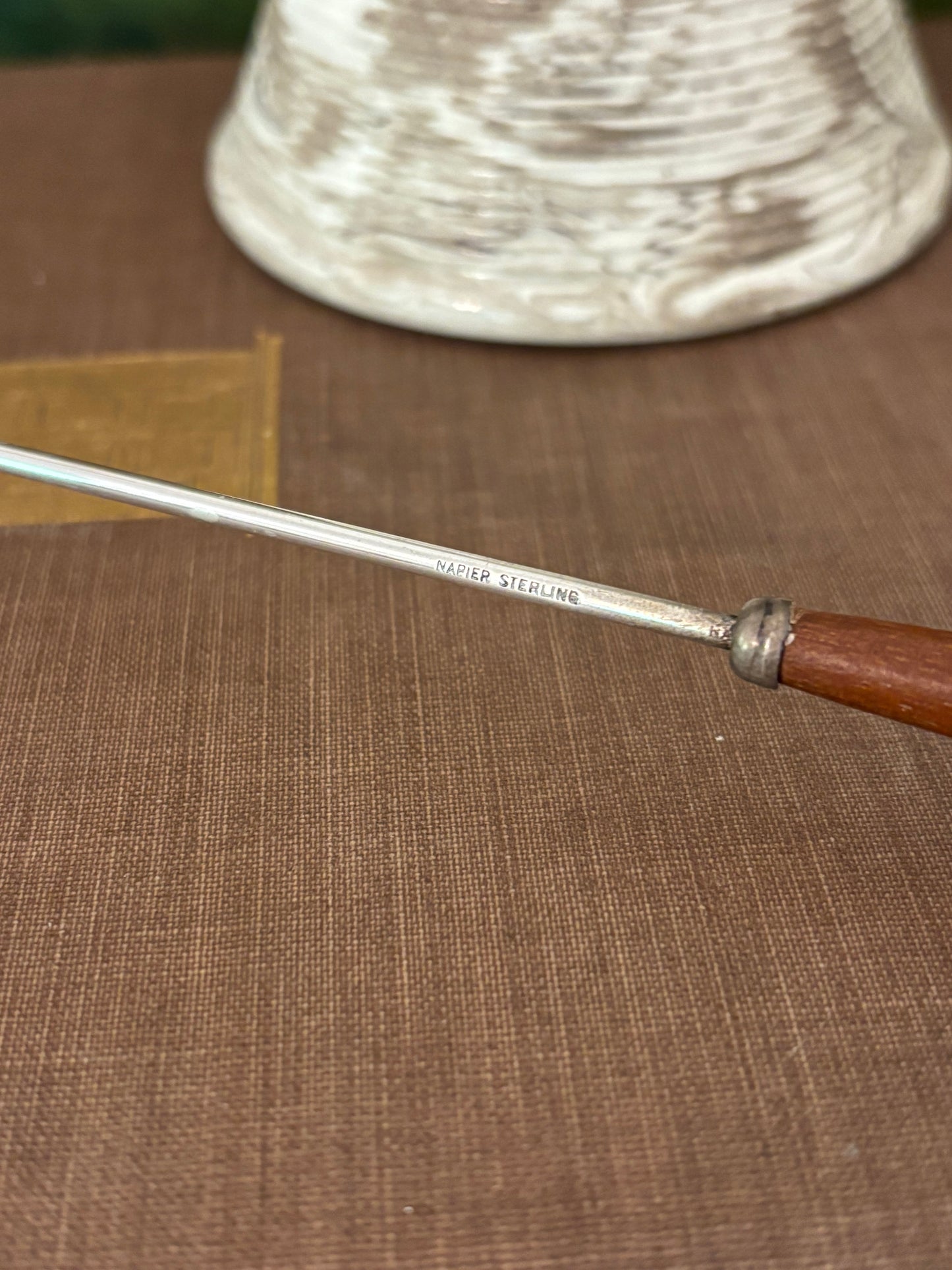 Antique Silver and Wood Candle Snuffer