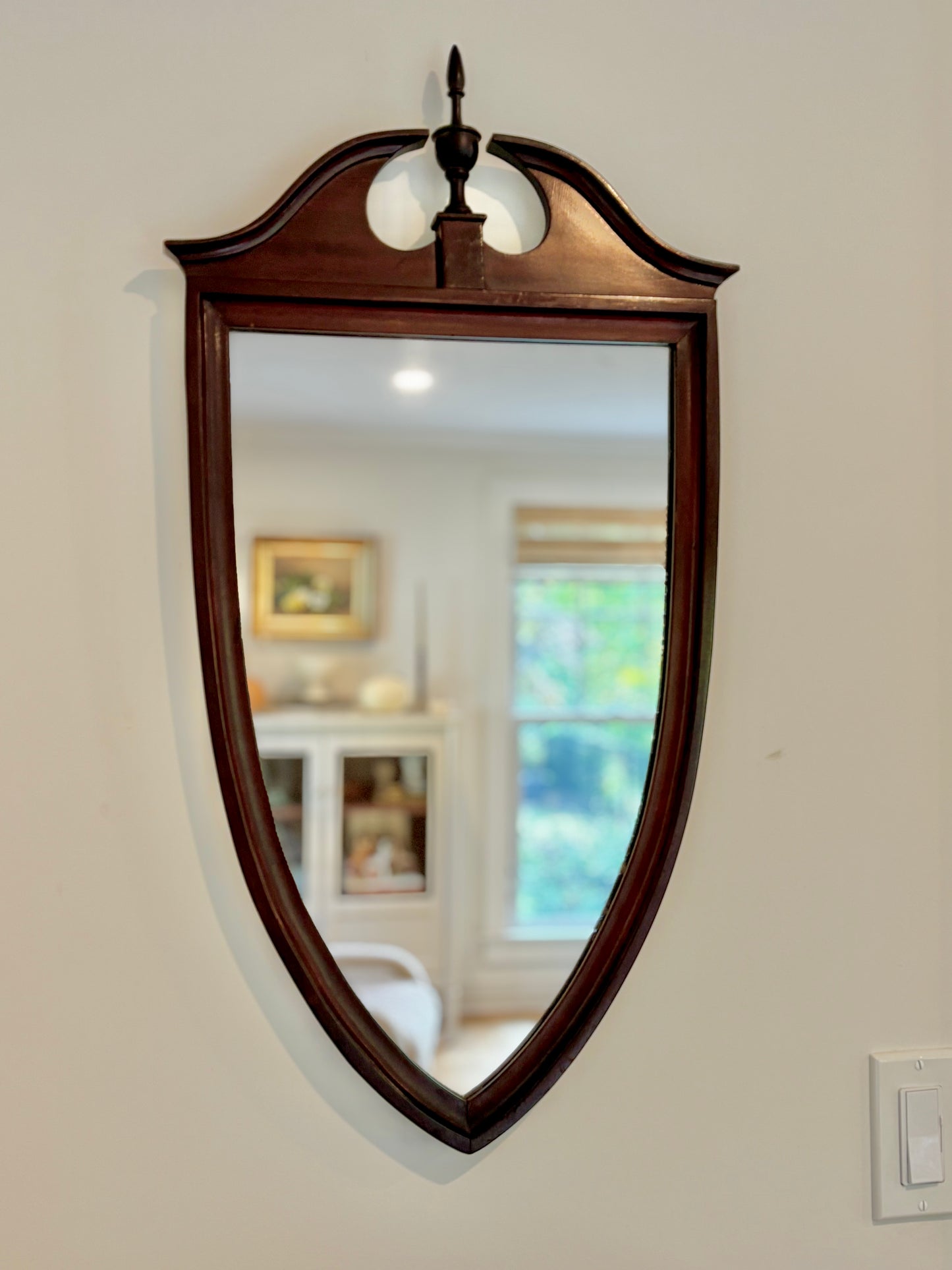 Antique Mahogany Shield Style Mirror