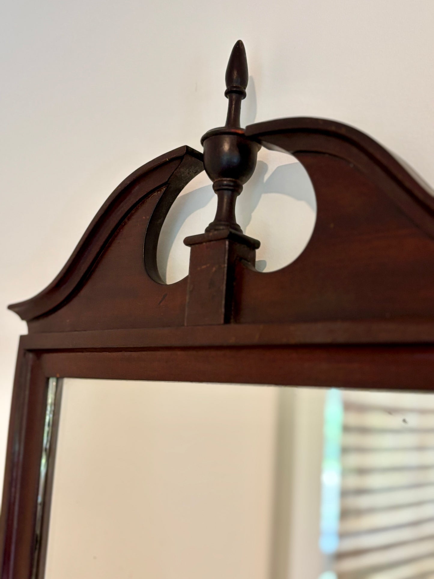 Antique Mahogany Shield Style Mirror