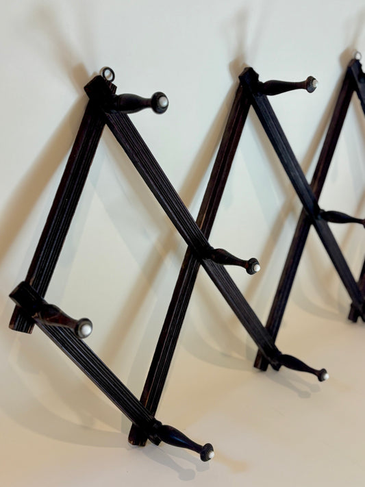 Antique Peg Accordion Rack with Porcelain Buttons