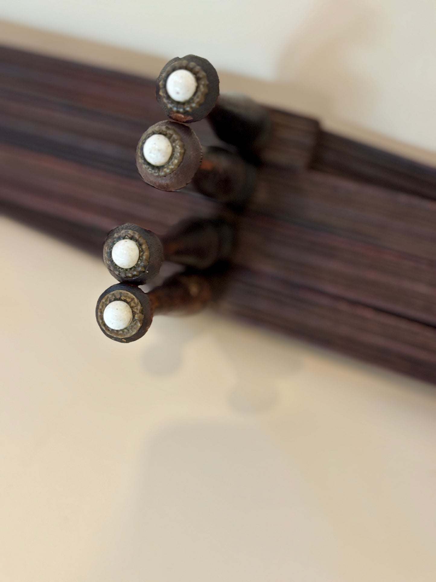 Antique Peg Accordion Rack with Porcelain Buttons