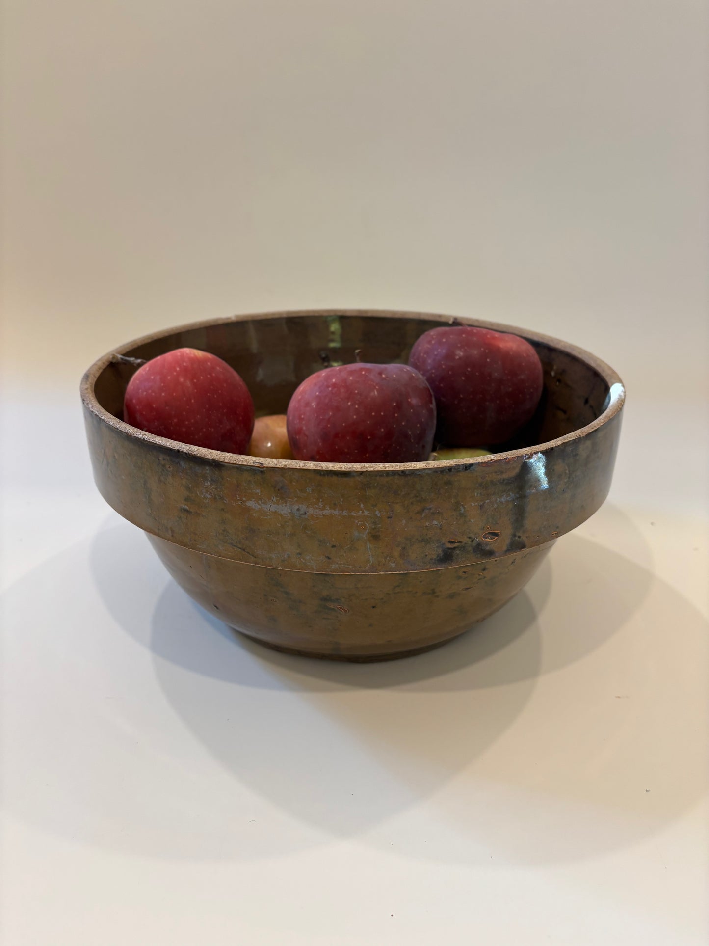Vintage Large Brown Iridescent Stoneware Bowl