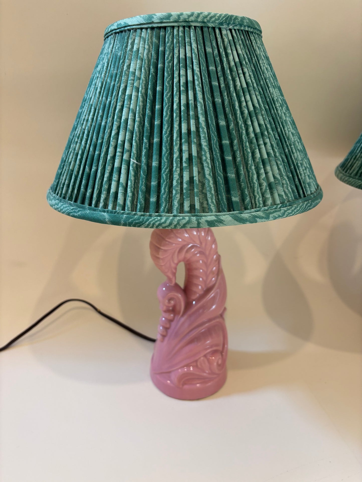 Vintage Pair of Pink Ceramic Art Deco Lamps