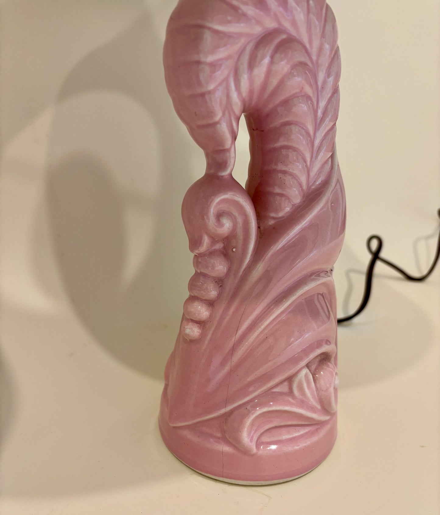 Vintage Pair of Pink Ceramic Art Deco Lamps