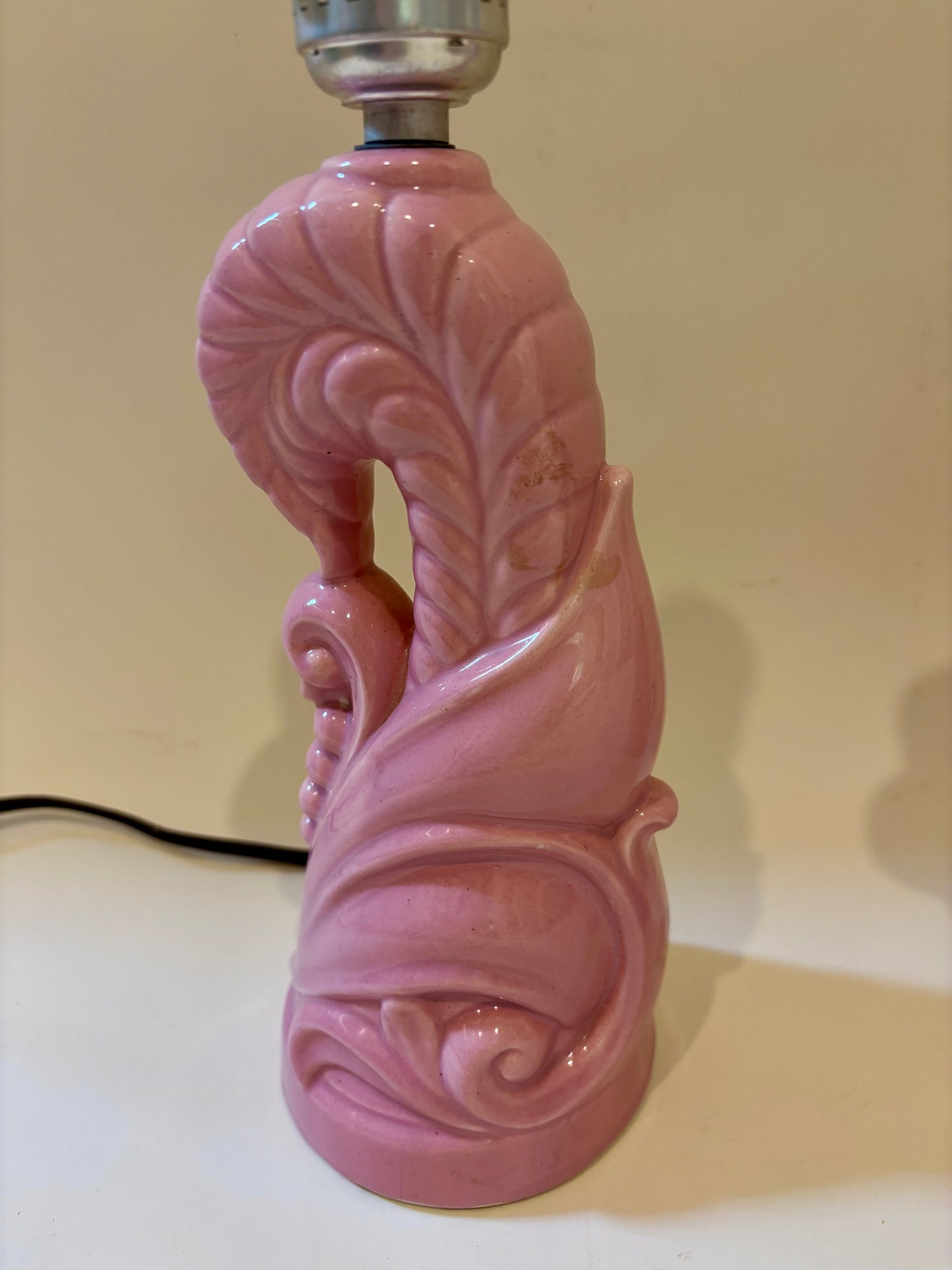 Vintage Pair of Pink Ceramic Art Deco Lamps