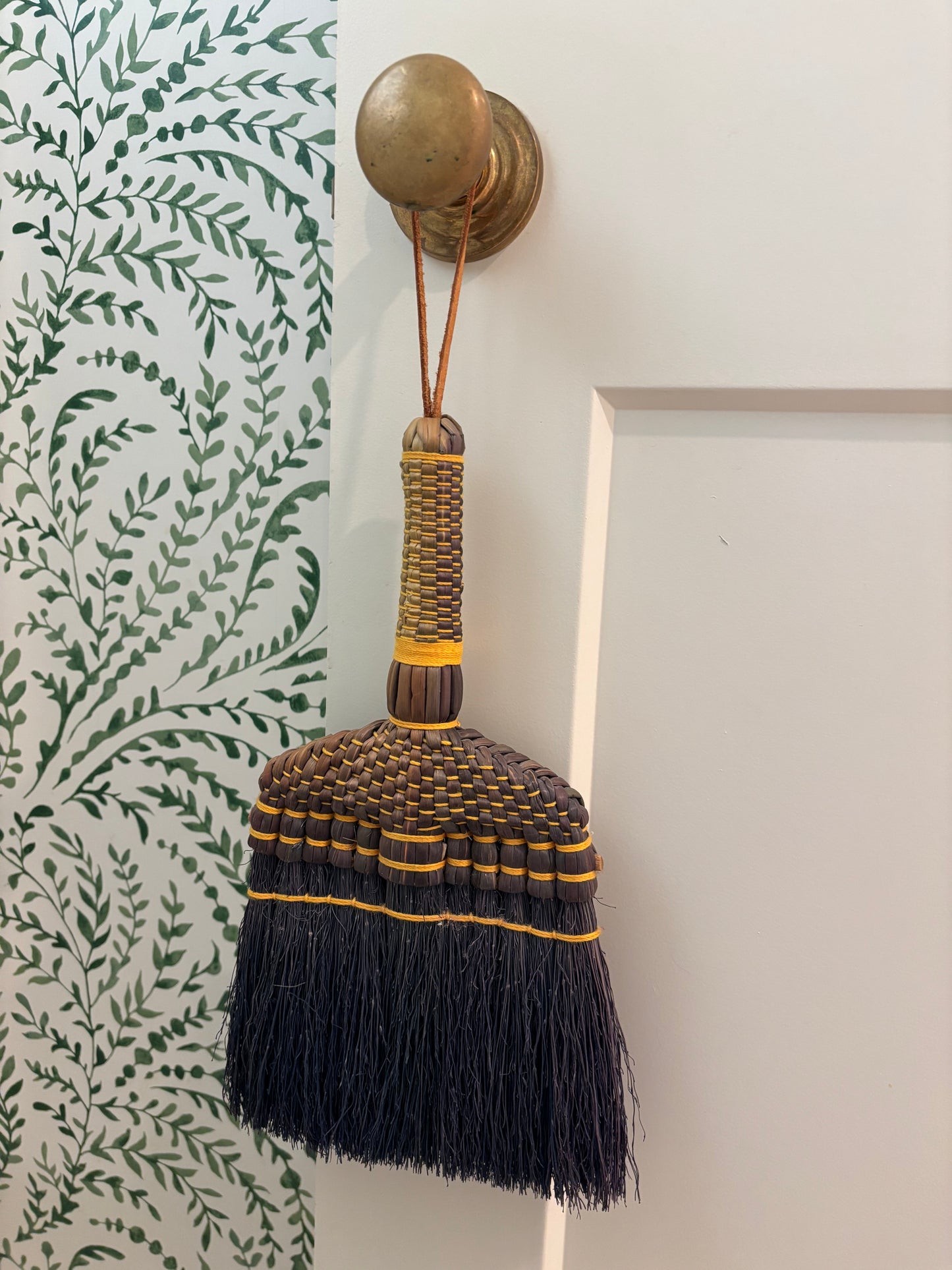 Vintage Whisk "Hand" Broom - Blue and Yellow