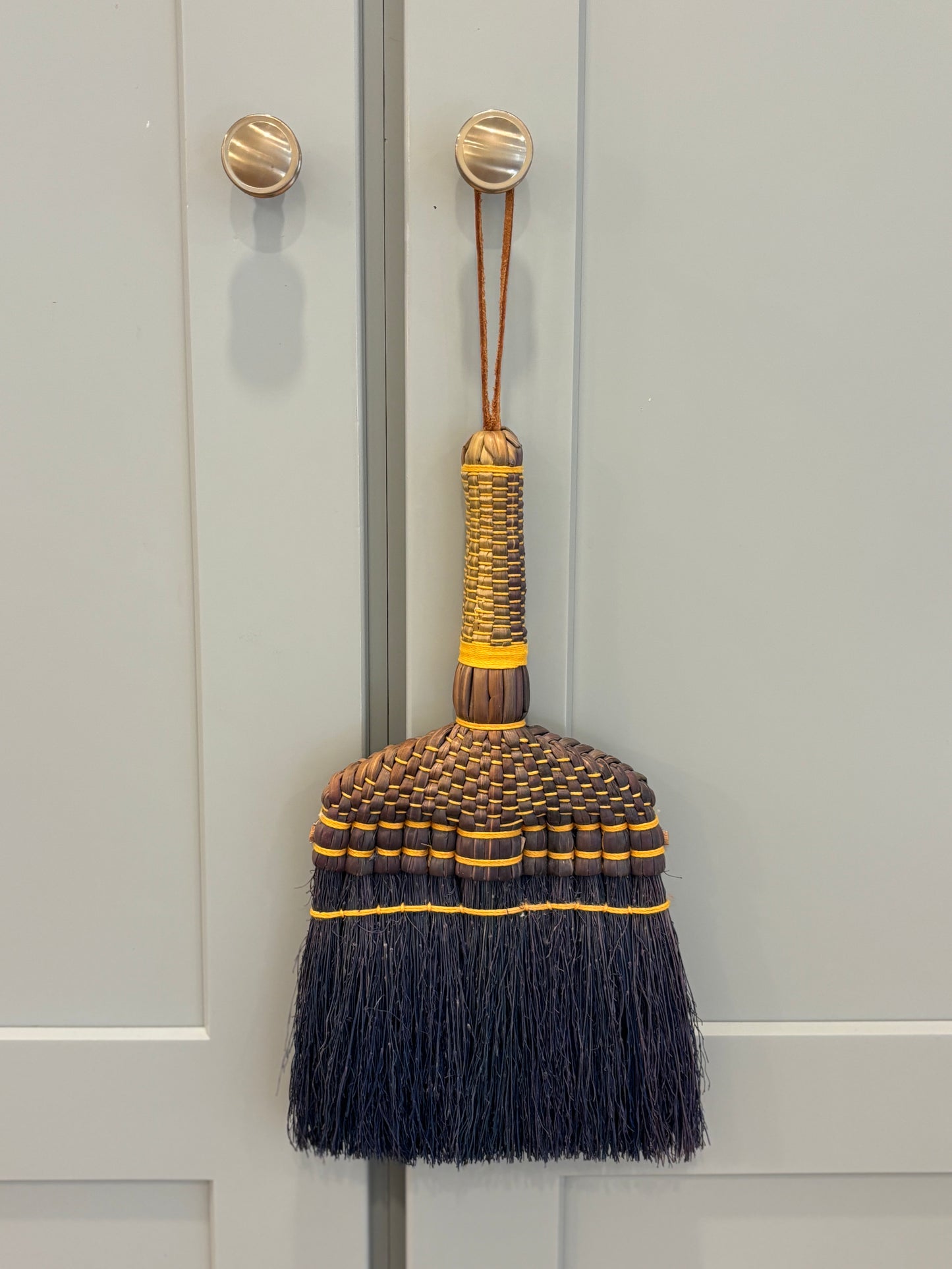 Vintage Whisk "Hand" Broom - Blue and Yellow