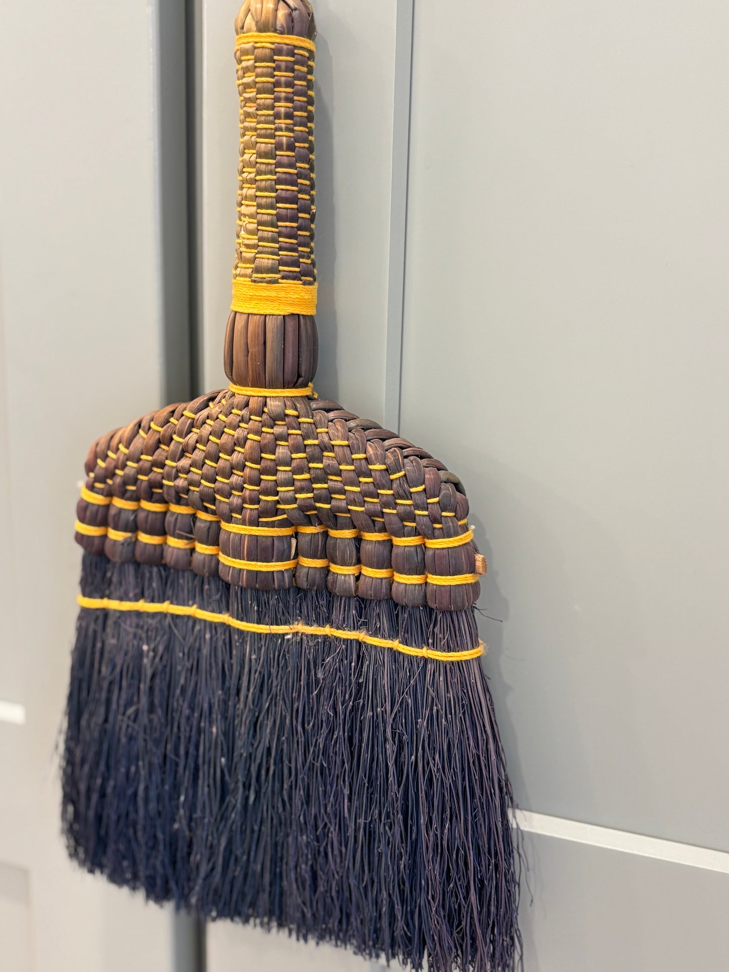 Vintage Whisk "Hand" Broom - Blue and Yellow