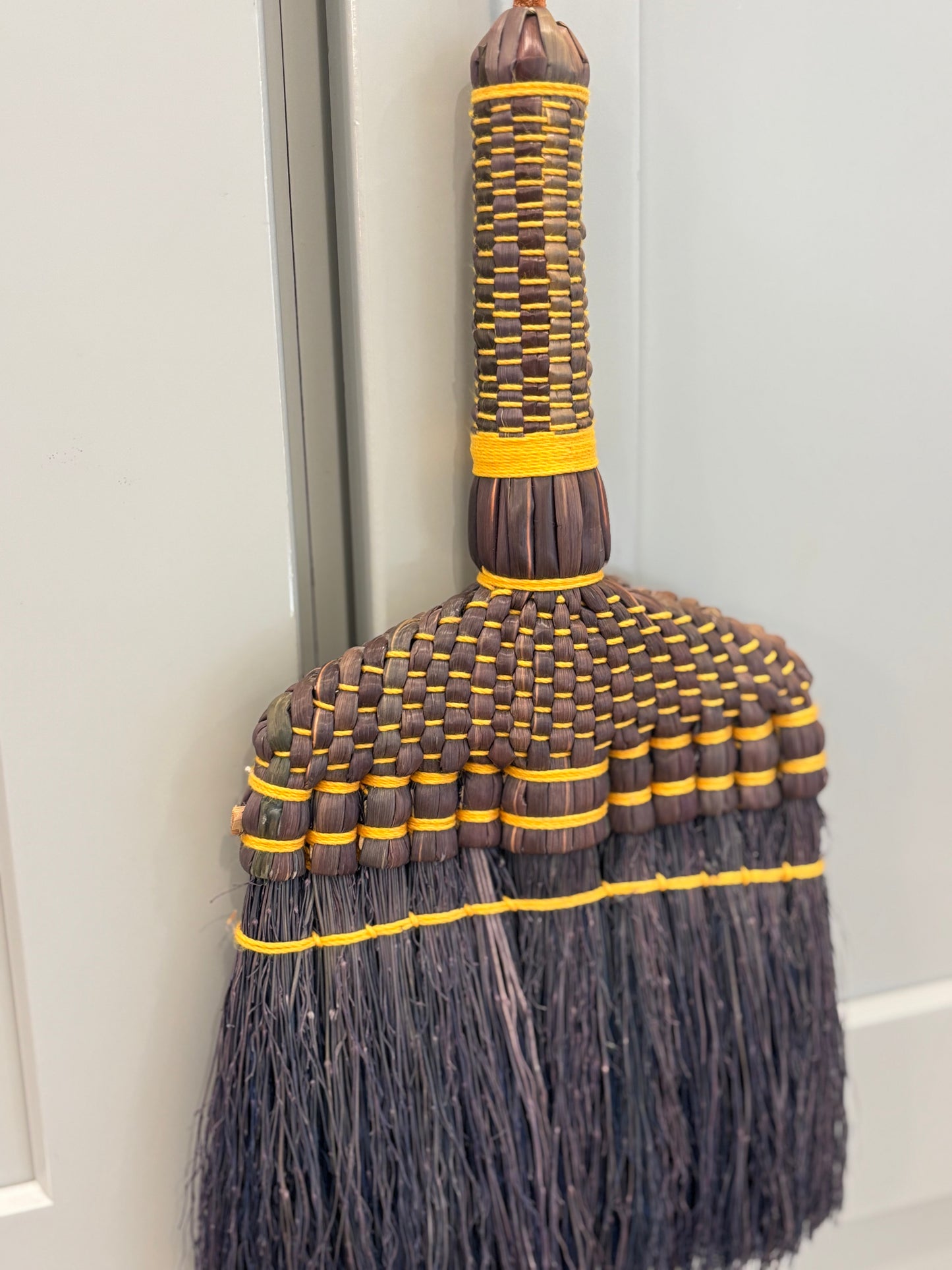 Vintage Whisk "Hand" Broom - Blue and Yellow