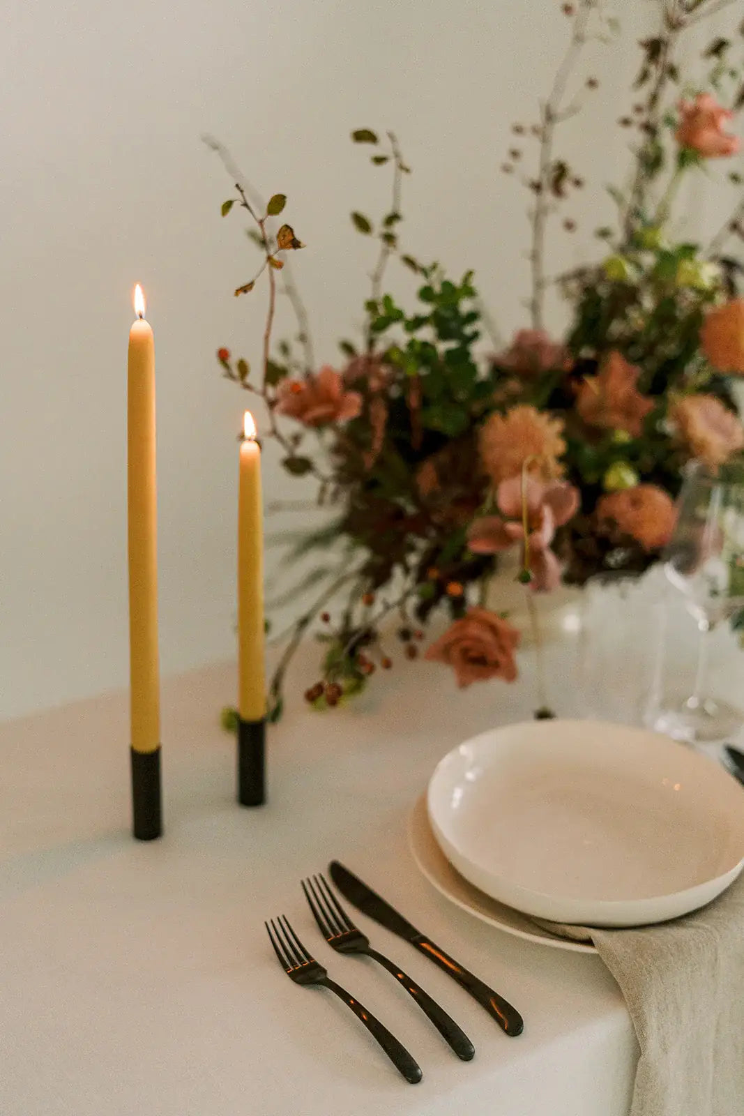 100% Beeswax Dipped Taper Candles | Pair of Natural Gold (10" Long)