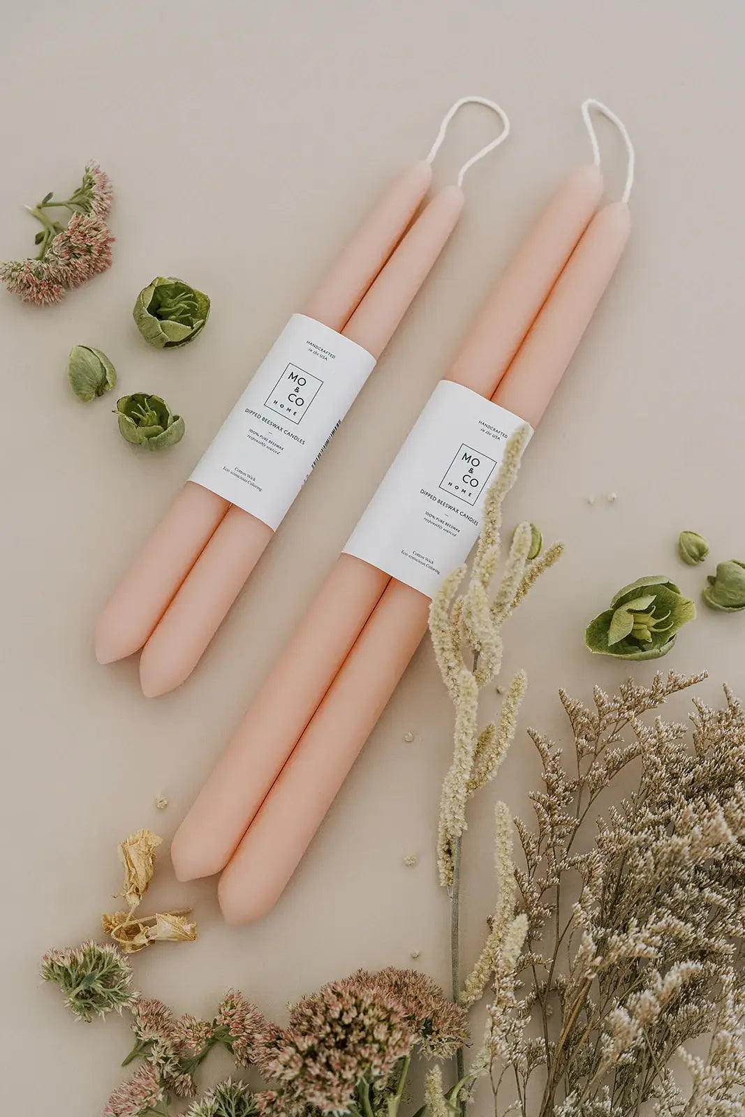 100% Beeswax Dipped Taper Candles | Pair of Natural Gold (10" Long)