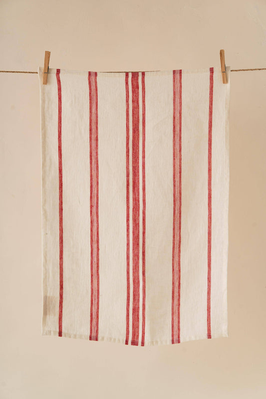 Linen Denise Red Kitchen Towel / 17.75" x 25.5"