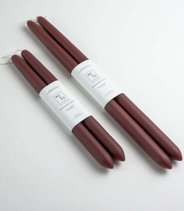 100% Beeswax Dipped Taper Candles | Pair of Natural Gold (10" Long)